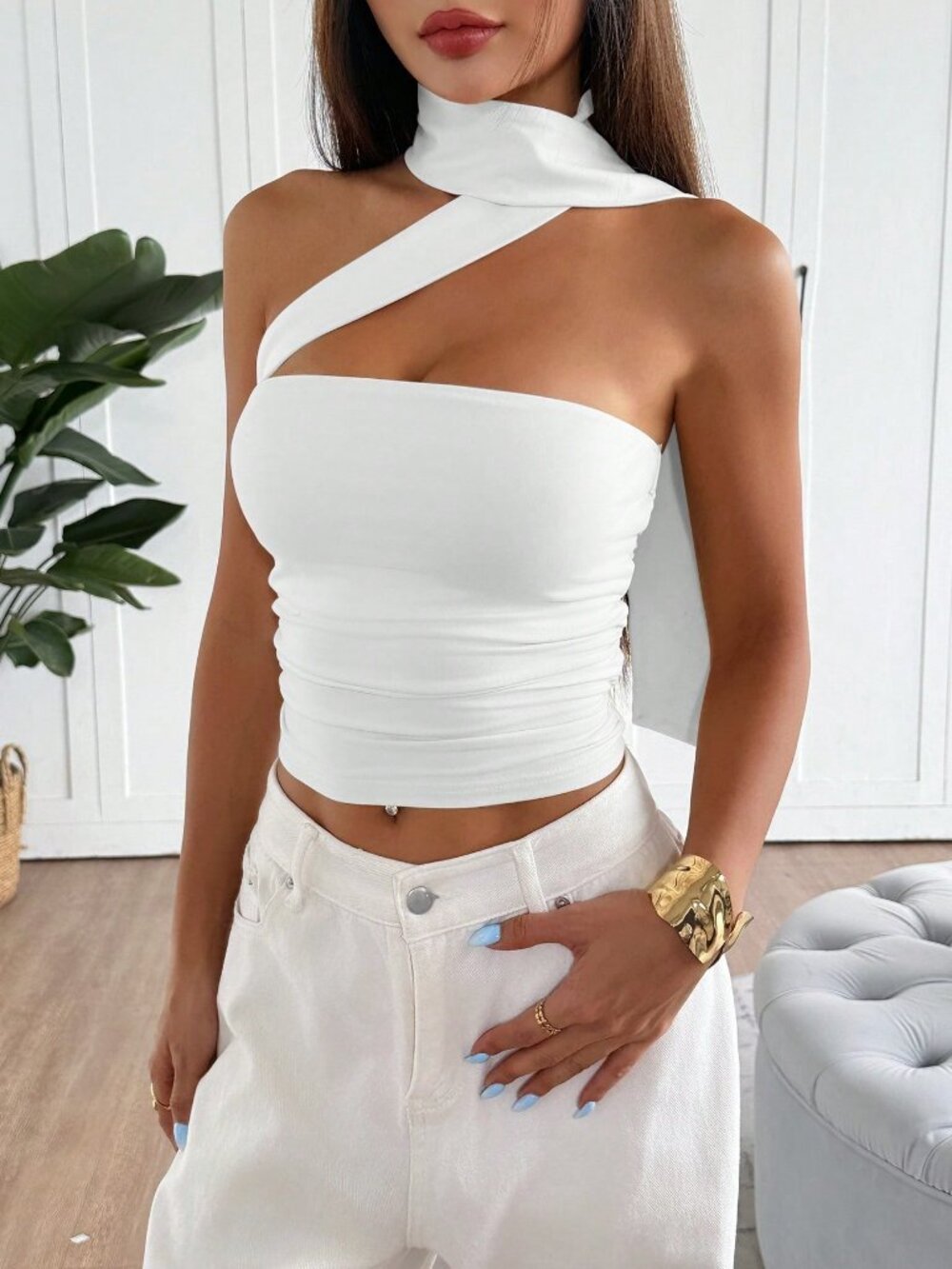 White Casual Women Tube Top - Picture 3 of 5